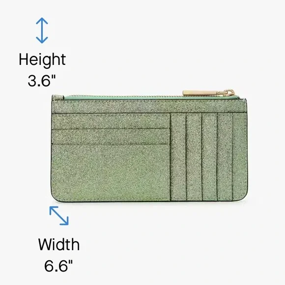 NWT Kate Spade Kenzie Boxed Glitter Large Slim Cardholder in Seawater Green - Picture 5 of 12